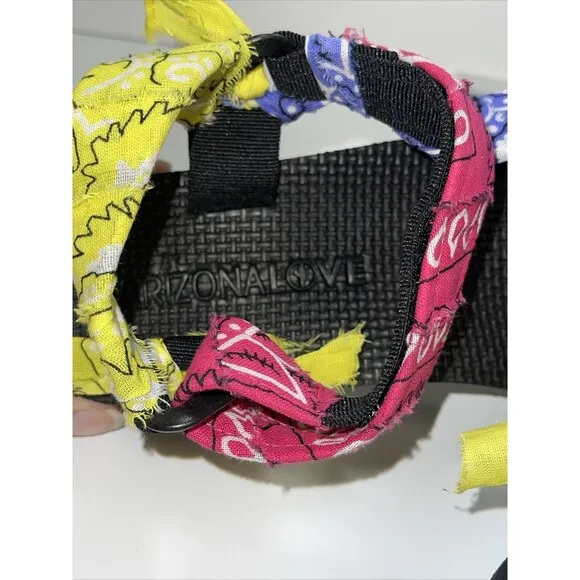 Arizona Love Trekky Paisley Pink Purple Yellow Woven Bandanna Sandal Sz 38 New
