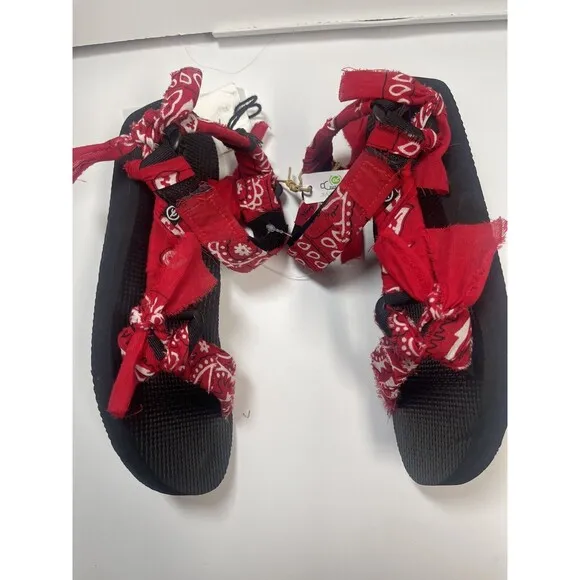 Arizona Love Trekky Woven Red Bandanna Sandal Sz 37 New