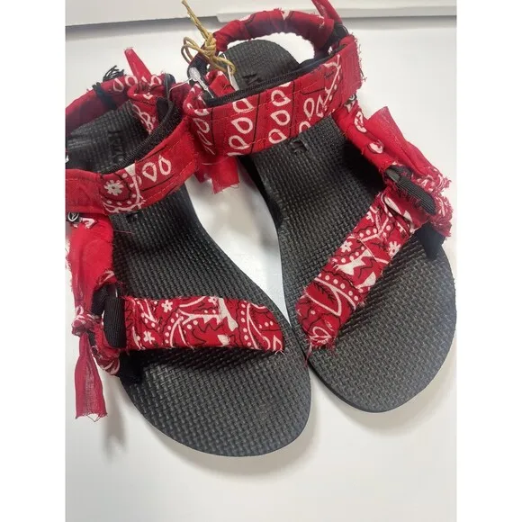 Arizona Love Trekky Woven Red Bandanna Sandal Sz 37 New