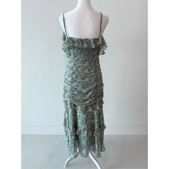 ASTR Daisy Dell Midi Dress Floral Ruffle Maxi Dress Small