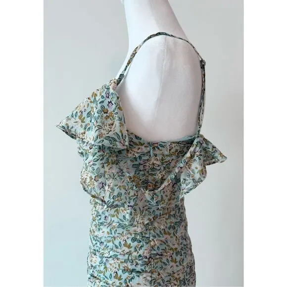 ASTR Daisy Dell Midi Dress Floral Ruffle Maxi Dress Small