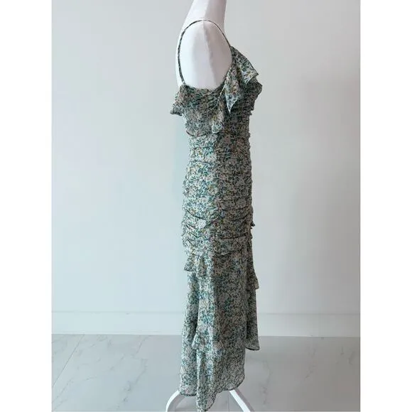ASTR Daisy Dell Midi Dress Floral Ruffle Maxi Dress Small