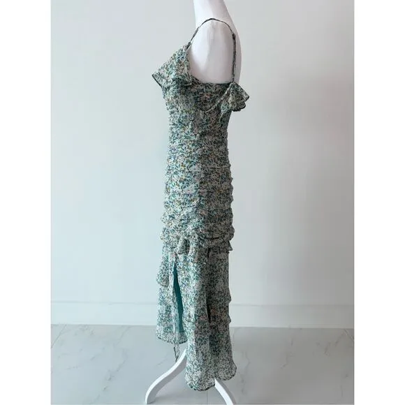 ASTR Daisy Dell Midi Dress Floral Ruffle Maxi Dress Small