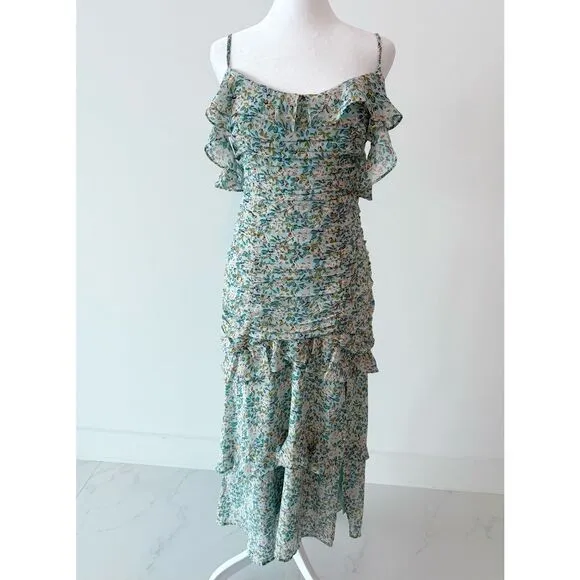 ASTR Daisy Dell Midi Dress Floral Ruffle Maxi Dress Small