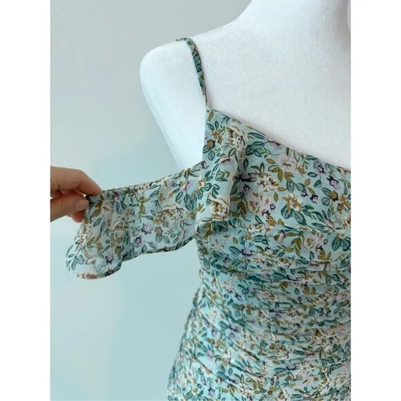 ASTR Daisy Dell Midi Dress Floral Ruffle Maxi Dress Small