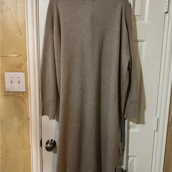 Ava &amp; Viv women’s quarter zip long sleeve mini sweater dress taupe XXL