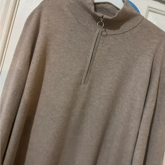 Ava &amp; Viv women’s quarter zip long sleeve mini sweater dress taupe XXL