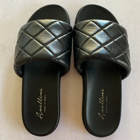 AVELLINI Women’s Black Cushion Slides Sandals Size 39 or 8 US