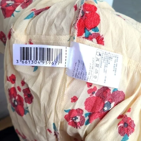 ba&amp;sh Blabe Ecru Poppy Red Floral Lady Dress size 2