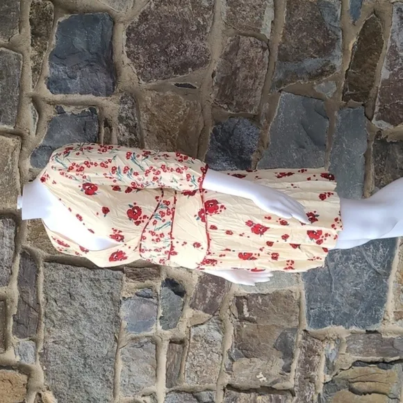 ba&amp;sh Blabe Ecru Poppy Red Floral Lady Dress size 2