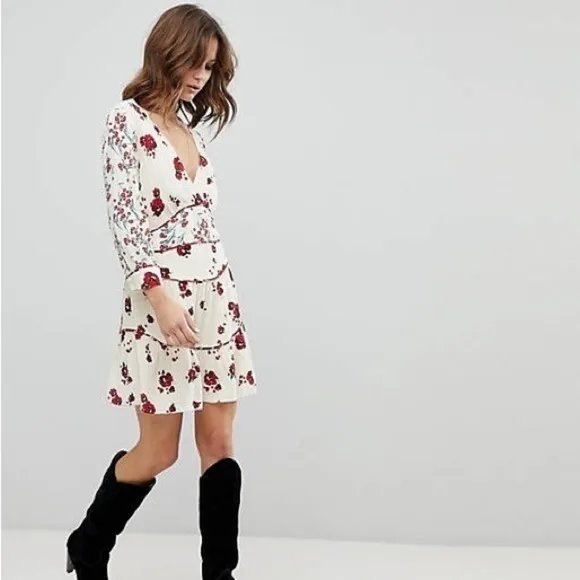 ba&amp;sh Blabe Ecru Poppy Red Floral Lady Dress size 2