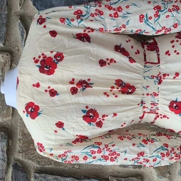 ba&amp;sh Blabe Ecru Poppy Red Floral Lady Dress size 2