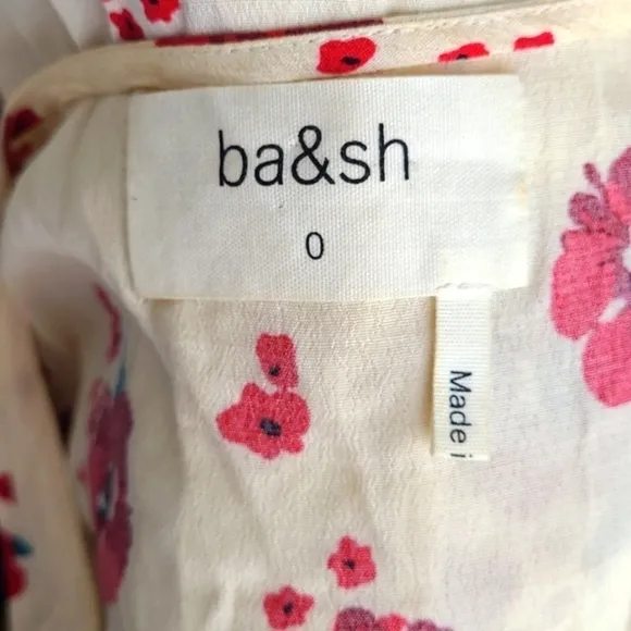 ba&amp;sh Blabe Ecru Poppy Red Floral Lady Dress size 2