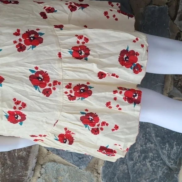 ba&amp;sh Blabe Ecru Poppy Red Floral Lady Dress size 2