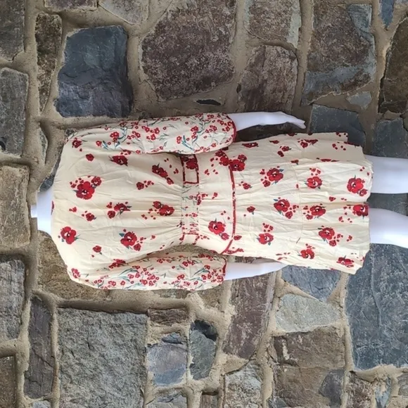 ba&amp;sh Blabe Ecru Poppy Red Floral Lady Dress size 2