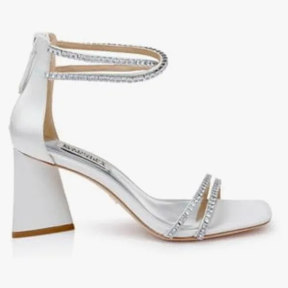 Badgley Mischa womens Lillie Crystal Dual-Strapped Block Heels NEW, Size 9