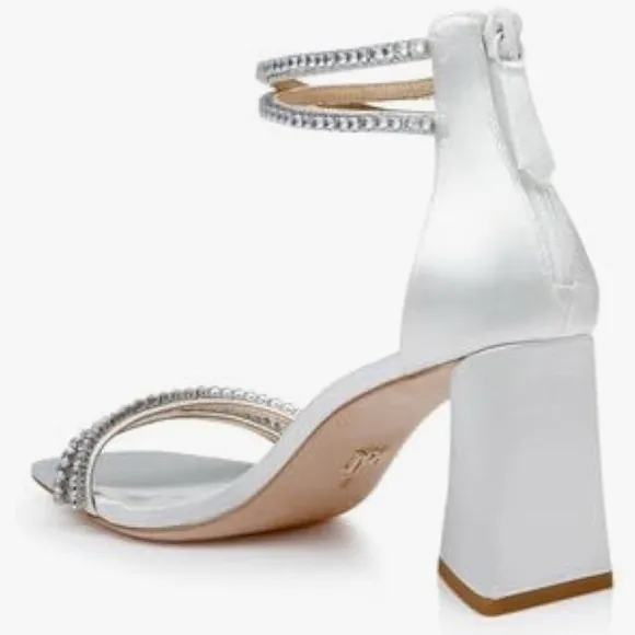 Badgley Mischa womens Lillie Crystal Dual-Strapped Block Heels NEW, Size 9