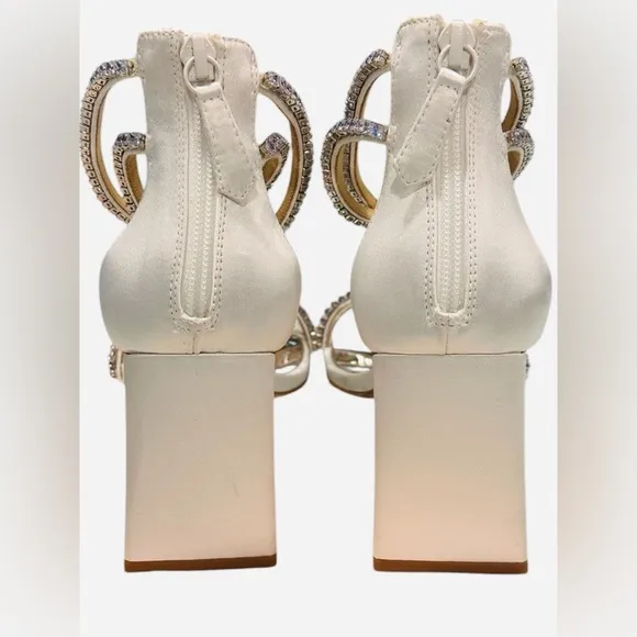 Badgley Mischa womens Lillie Crystal Dual-Strapped Block Heels NEW, Size 9