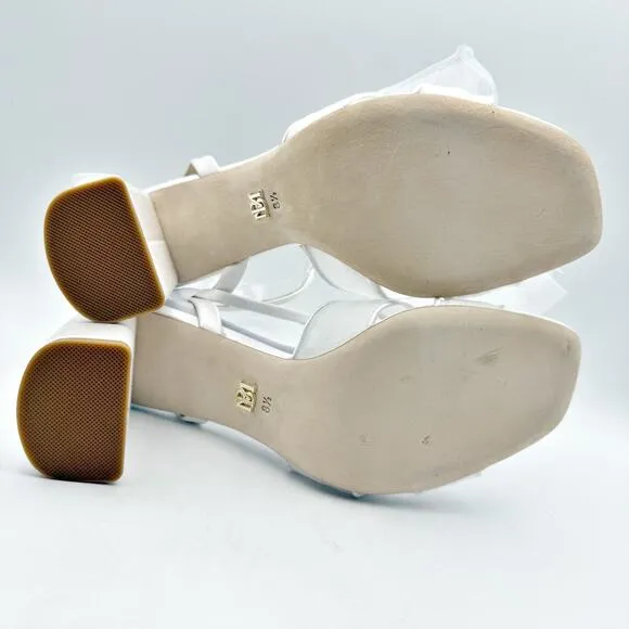 Badgley Mischka Tess Heeded Sandals US 8.5M EU 39 White Tulle Bow Bride NIB