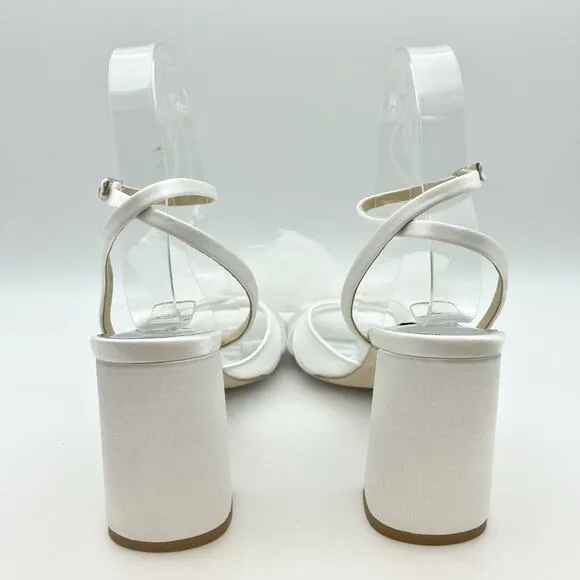 Badgley Mischka Tess Heeded Sandals US 8.5M EU 39 White Tulle Bow Bride NIB