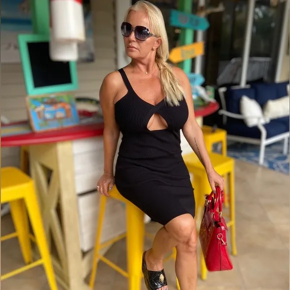 Balboa Sleeveless Knit Dress with Front Cut Out and Side Slit - Size Medium