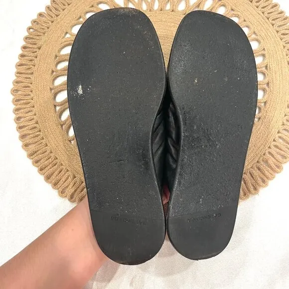 Balenciaga Black Leather Knot Slide Sandals Size EU 37