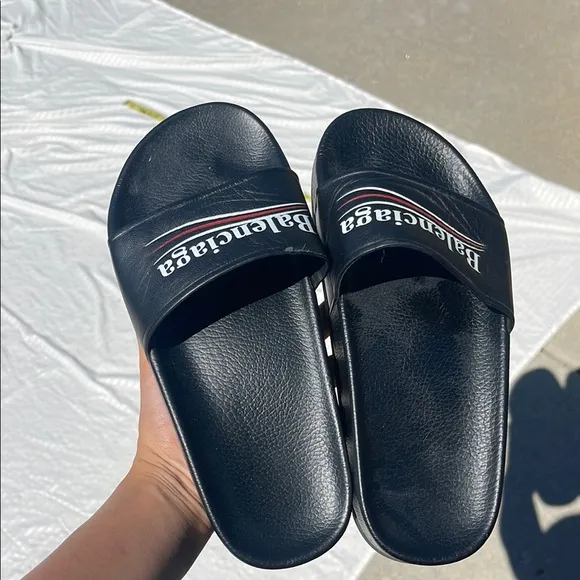 Balenciaga Black Slide Sandals for Men