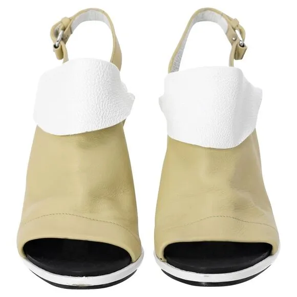 Balenciaga Glove Peep Toe Sandals in Yellow Leather
