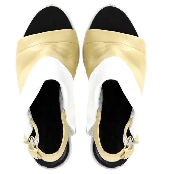 Balenciaga Glove Peep Toe Sandals in Yellow Leather
