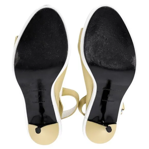 Balenciaga Glove Peep Toe Sandals in Yellow Leather