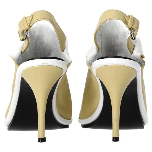 Balenciaga Glove Peep Toe Sandals in Yellow Leather