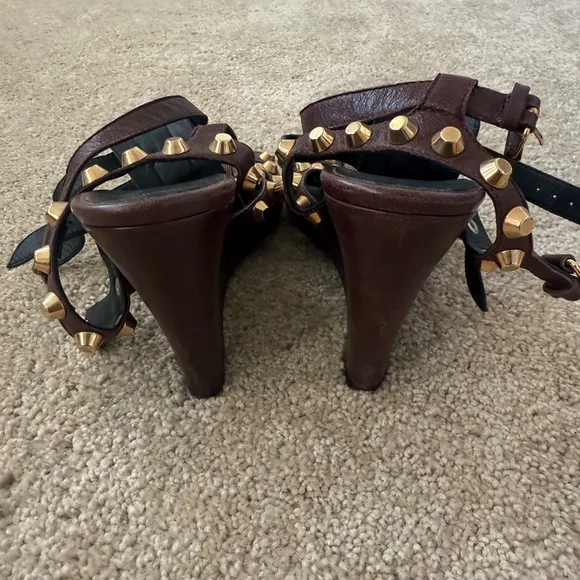 BALENCIAGA Studded Brown Sandals