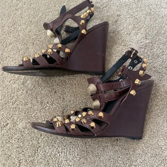 BALENCIAGA Studded Brown Sandals