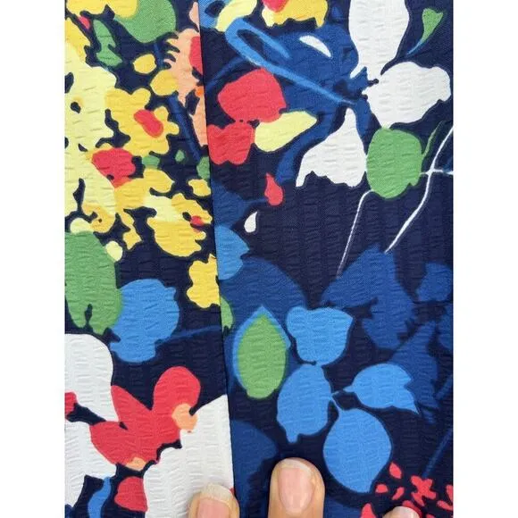Banana Republic Navy Blue Colorful Floral Sleeveless Textured Maxi Dress, Size 2