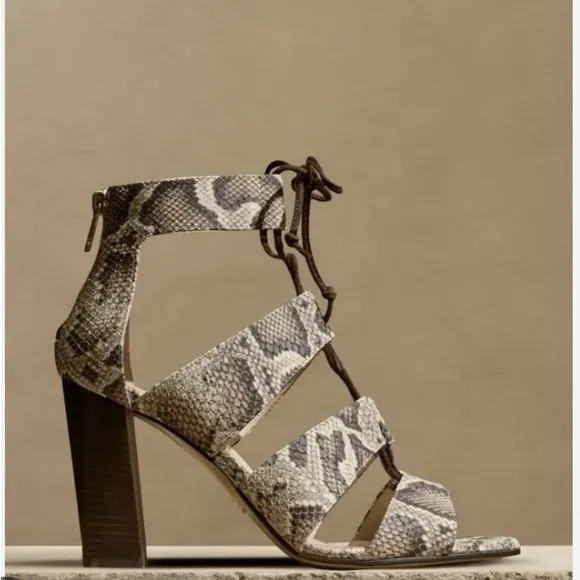 Banana Republic women’s  10 Print embossed snake-effect laced gladiator sandal