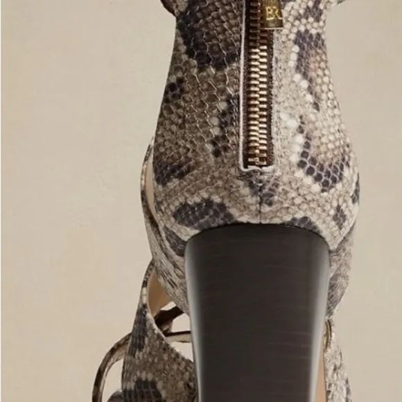 Banana Republic women’s  10 Print embossed snake-effect laced gladiator sandal