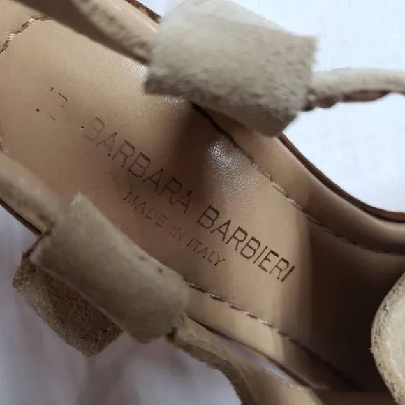 Barbara Barbieri beautiful 100% Sueded leather made in Italy wedge sandals.