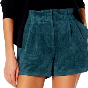 BCBGMAXAZRIA Women's Midnight Blue Teal Symon Faux Suede Shorts (XXS)