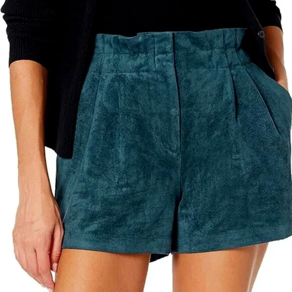BCBGMAXAZRIA Women's Midnight Blue Teal Symon Faux Suede Shorts (XXS)