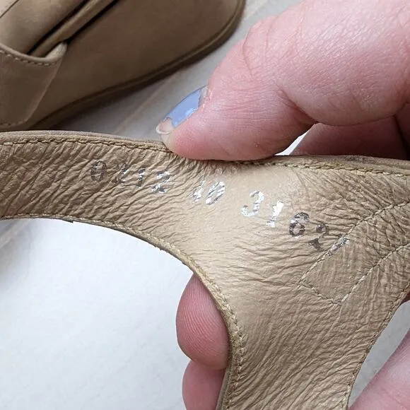 Beautifeel Tan Suede Wedge Slingback Square Toe Comfort Sandals Size 40 | 9