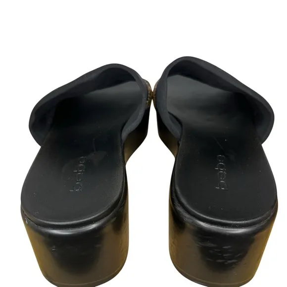 bebe Y2K Black Platform/Wedge Embroidered Dragon Slip-On Sandal Size 9