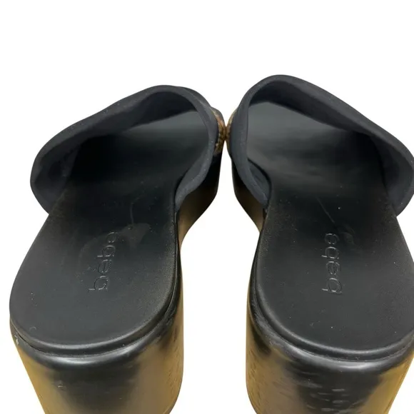 bebe Y2K Black Platform/Wedge Embroidered Dragon Slip-On Sandal Size 9