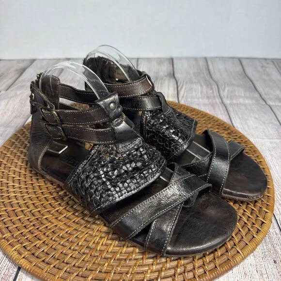 BED STU Women's Sandals Gladiator Capriana Distressed Leather Strappy Flat 10