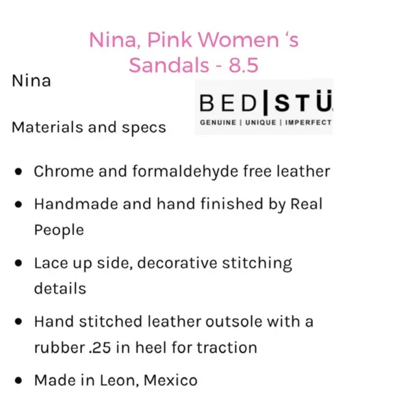 BED|STU, Size 8.5, Women’s Nina, Pink, Sandals, Comfort All Day, NEW in BOX!