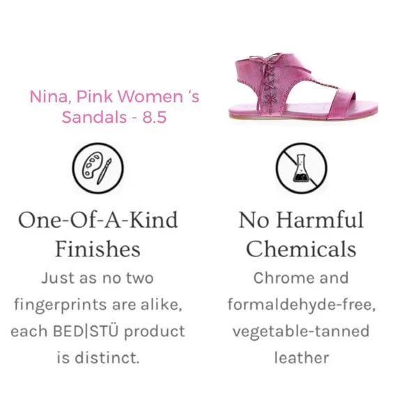 BED|STU, Size 8.5, Women’s Nina, Pink, Sandals, Comfort All Day, NEW in BOX!