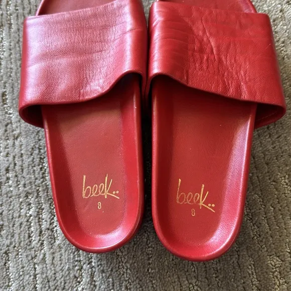 Beek Red Pelican Leather Slide