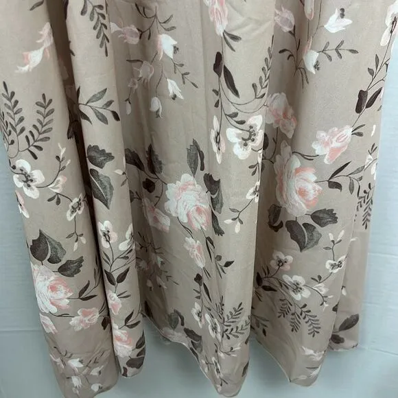Beige floral v-necklace maxi swing dress NWT size xl