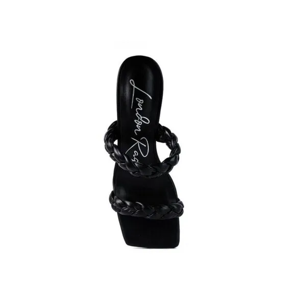 BELADONA BRAIDED STRAP MID HEEL SANDAL - Black Size 6
