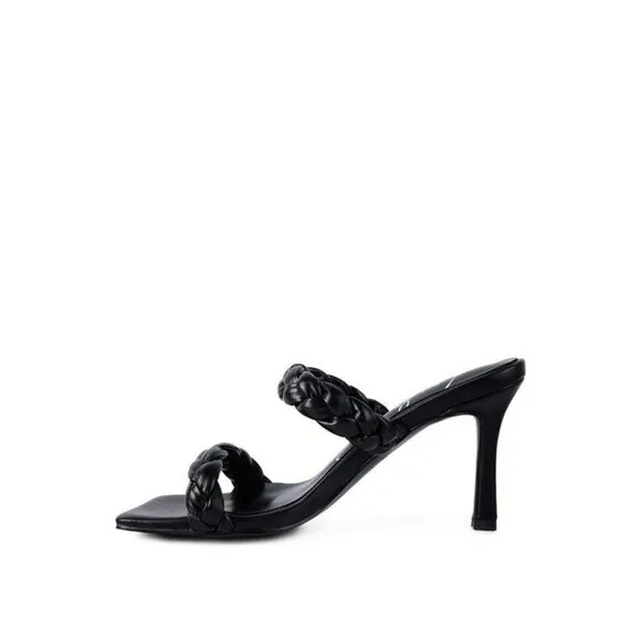 BELADONA BRAIDED STRAP MID HEEL SANDAL - Black Size 6