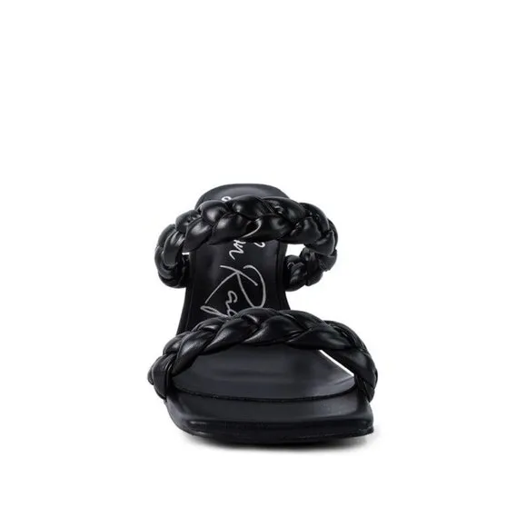 BELADONA BRAIDED STRAP MID HEEL SANDAL - Black